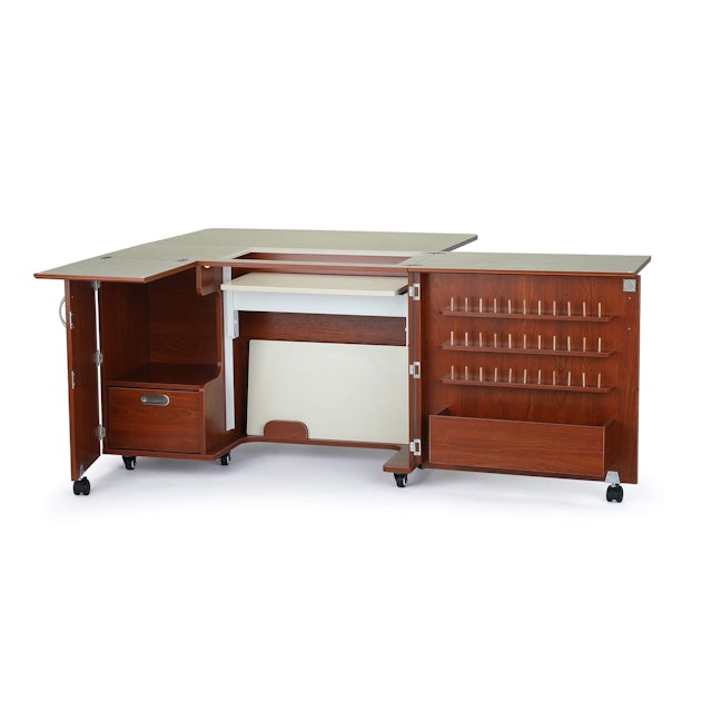 Arrow Sewing Kangaroo Bandicoot Sewing and Quilting Cabinet with Lift,  Living Room, Color-Teak