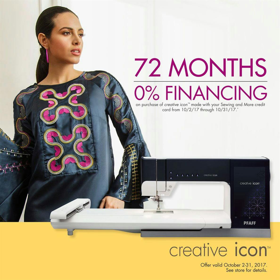 Photo of PFAFF Creative Icon with 72 month financing promotion