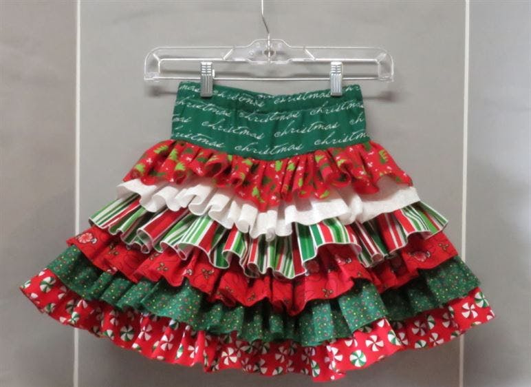 Photo of ruffled Christmas skirt with three thread rolled hems