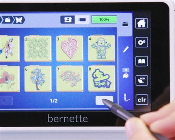 photo of the Bernette b70 embroidery only machine touch screen