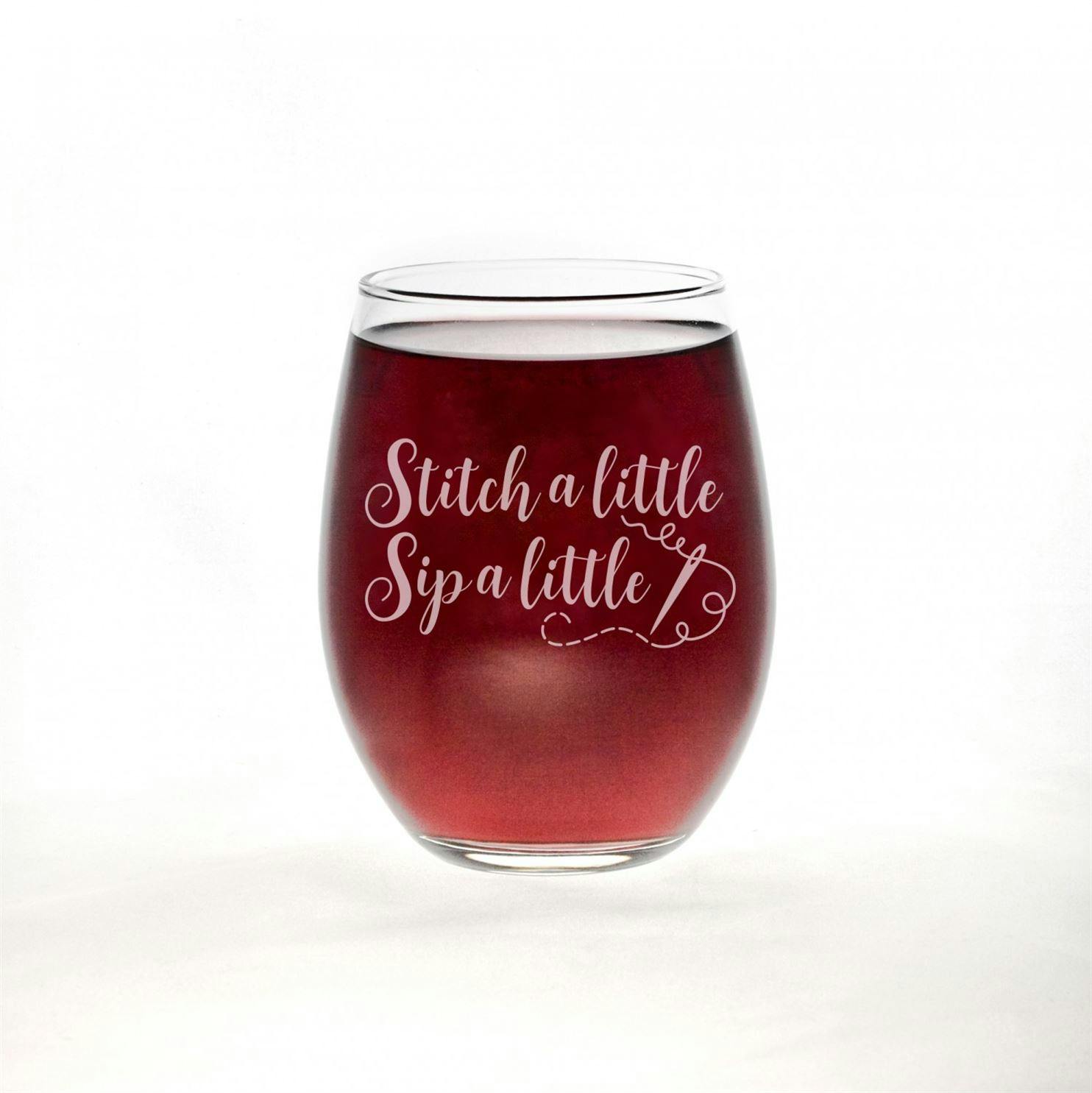 stitch a little wine glass