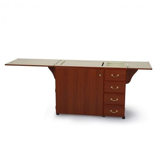 Arrow Norma Jean cherry sewing cabinet top open
