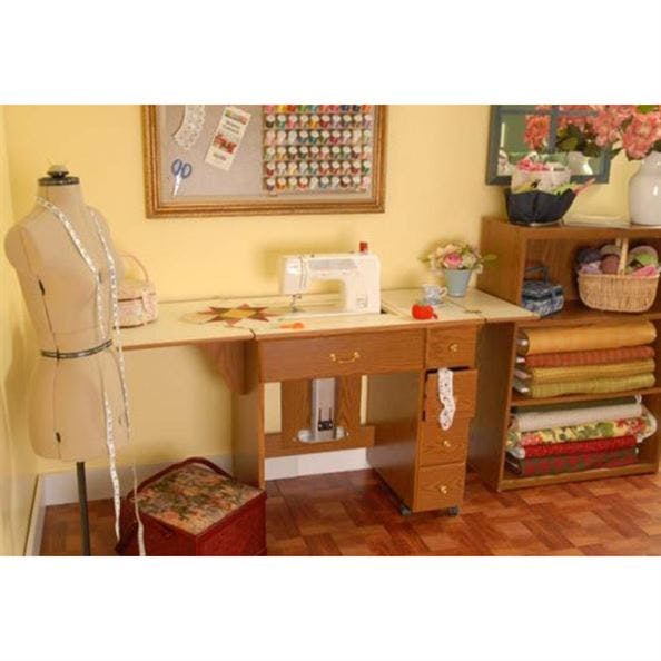 Arrow Auntie sewing cabinet in oak grain