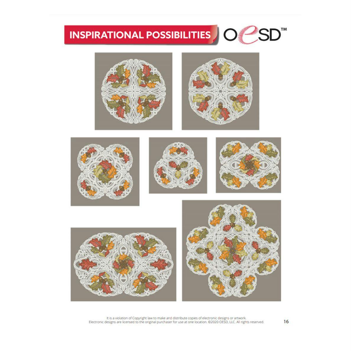 Various combinations of parts from Autumn Buildable Doilies & Napkin Corners