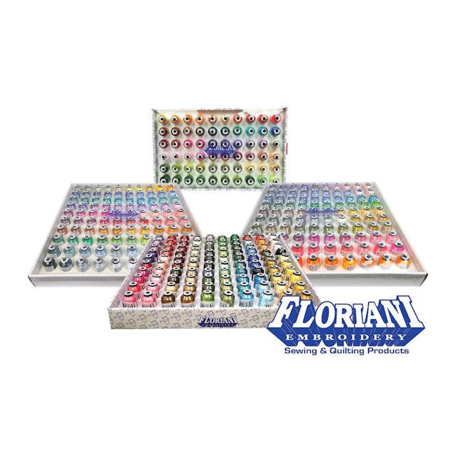 full Floriani Embroidery Thread Palette with all 360 colors of 40 weight thread.
