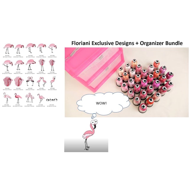 Floriani Flamingo designs and thread & box