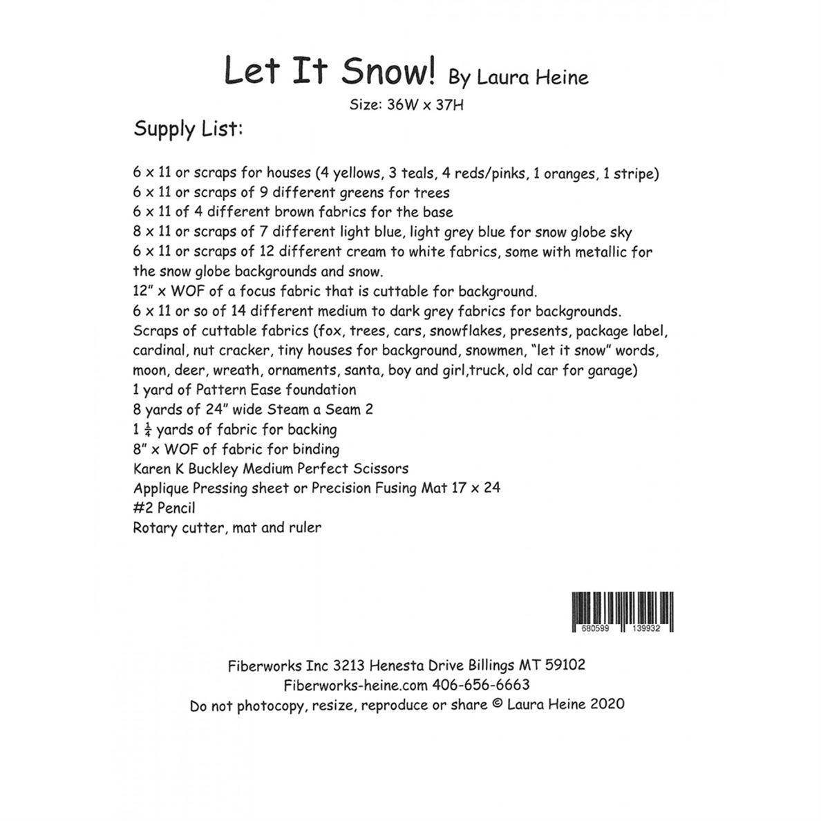 Let It Snow Laura Heine pattern yardage requirements