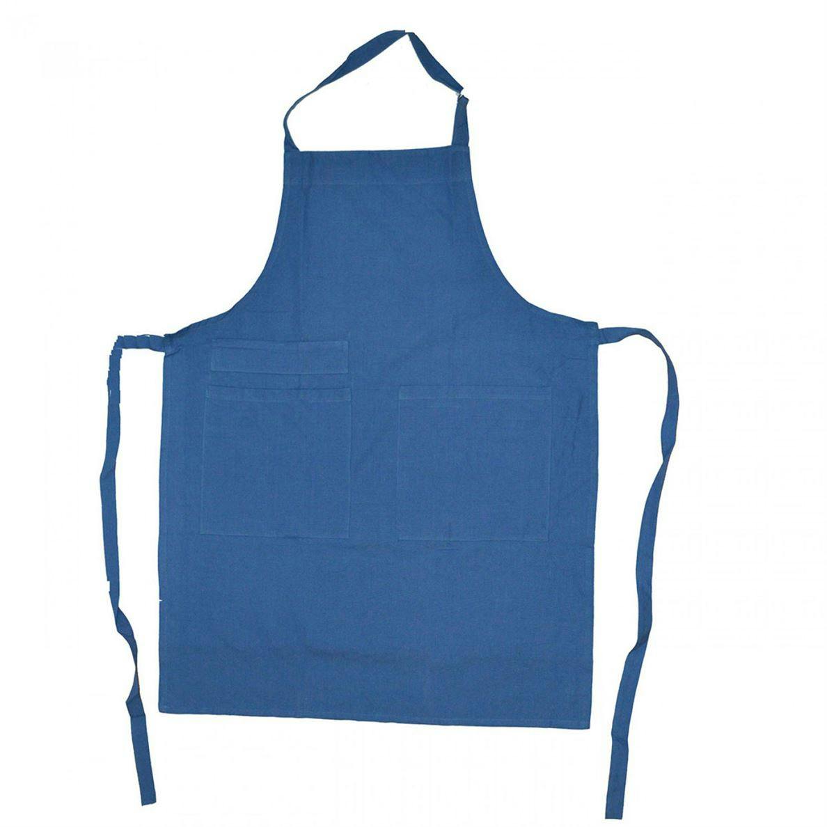 blue pocket apron